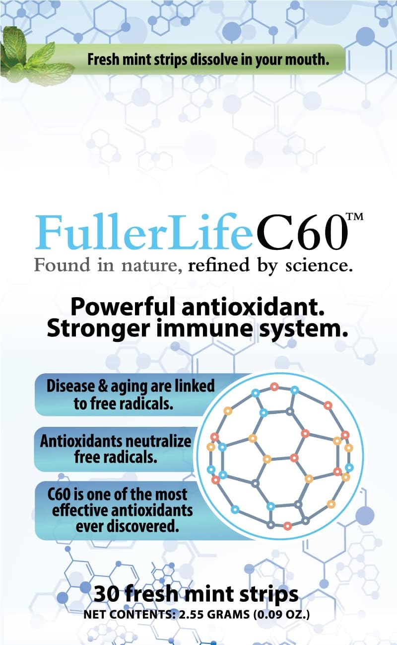 Highly Effective FullerLifeC60 Antioxidant Strips | Immunity Boost | 99.99% Pure C60 | Solvent-Free | Rapidly Dissolving Solubilized C60
