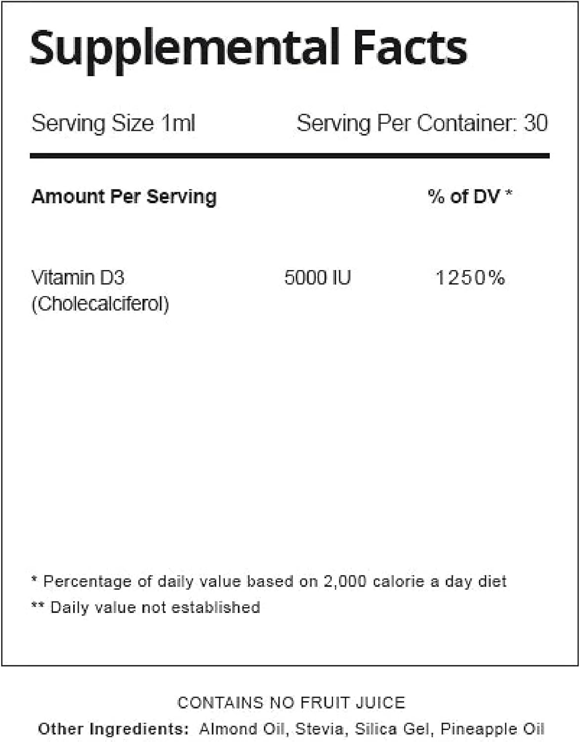 Highly Potent Nanoceutical Solutions Vitamin D3 Liquid Drops - Rapid Absorption, 5000 IU, Bone & Muscle Support - 30ml, 1 Month Supply