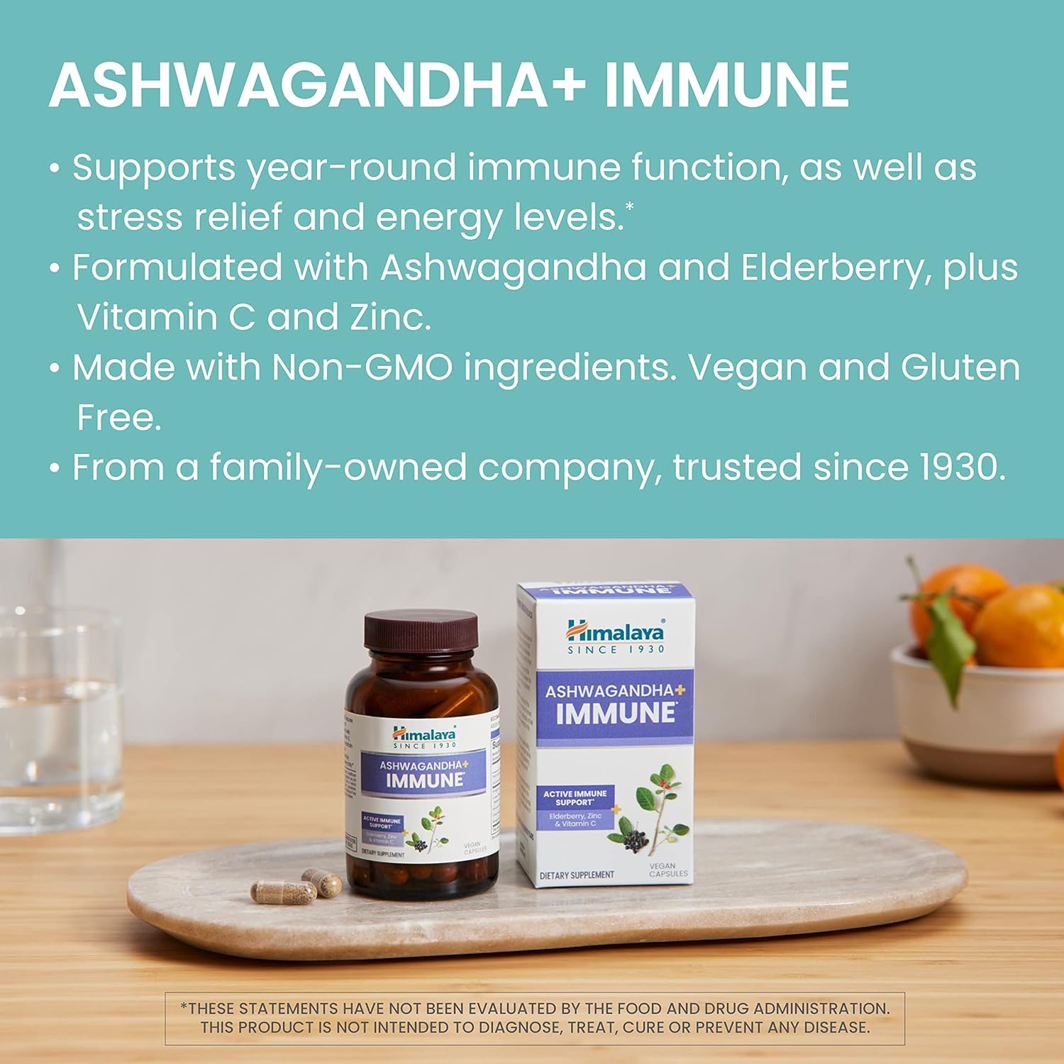 Himalaya Adrenal & Immune Support Bundle with Ashwagandha and Vitamin C - 60 Capsules Each