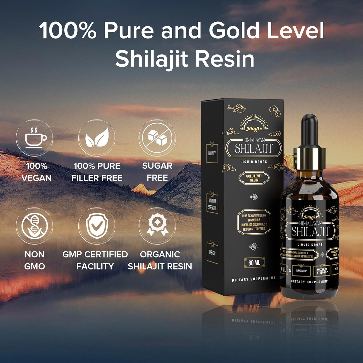 Himalayan Shilajit Drops with Fulvic Acid and Trace Minerals for Energy, Immunity, and Vitality - 2 FL OZ