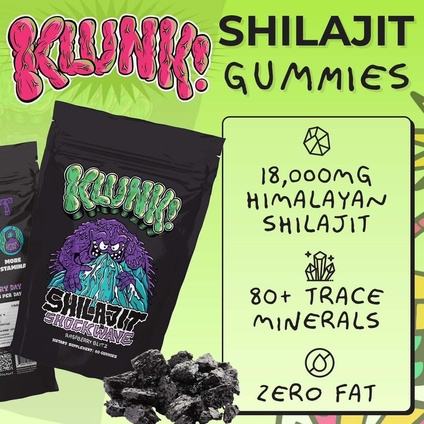 Himalayan Shilajit Gummies - Boost Energy, Stamina, & Recovery - 18,000mg Shilajit - Men & Women - 80+ Minerals - Raspberry, 60 Gummies