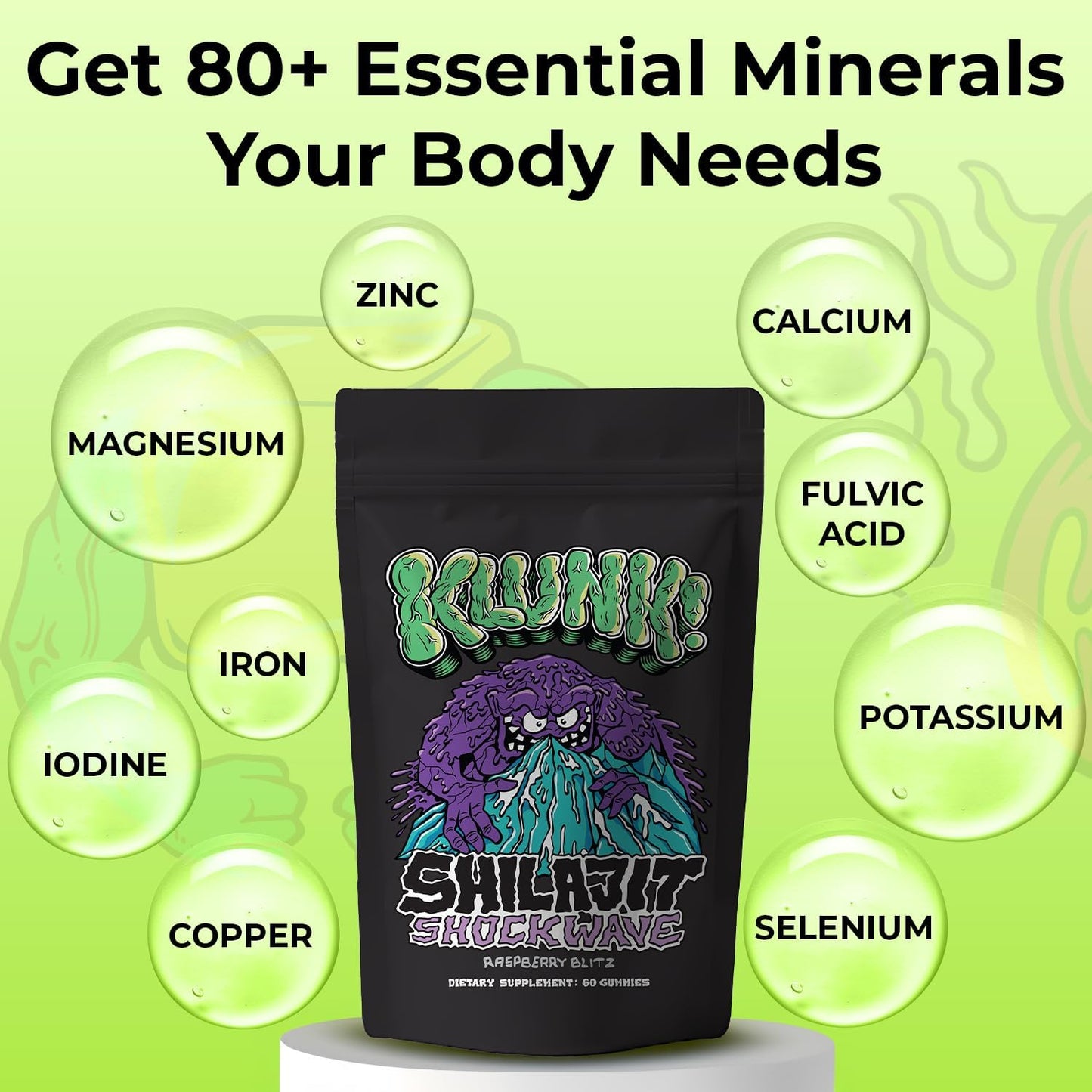 Himalayan Shilajit Gummies - Boost Energy, Stamina, & Recovery - 18,000mg Shilajit - Men & Women - 80+ Minerals - Raspberry, 60 Gummies