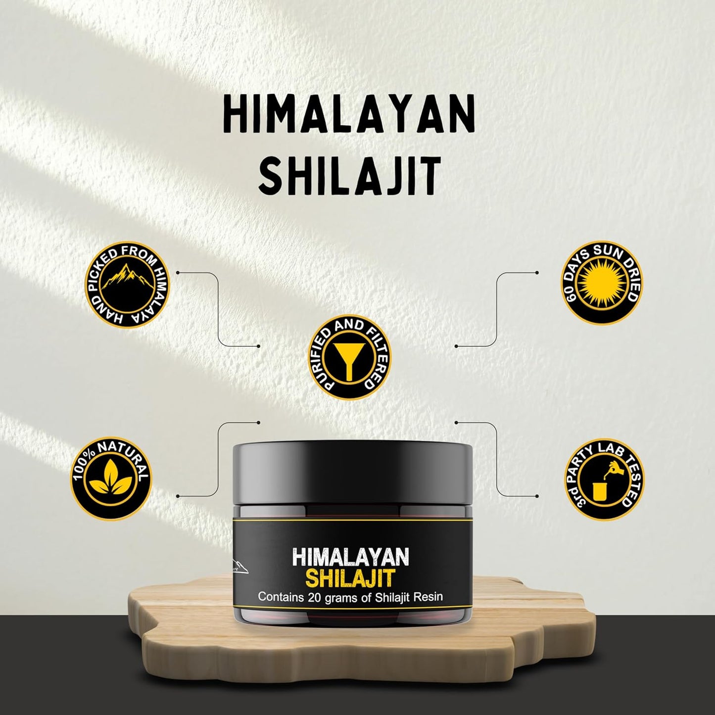 Himalayan Sourced Shilajit Resin - Natural & Potent for Men and Women | Third Party Tested | 60 Days Sun Dried | 20g with Measuring Spoon