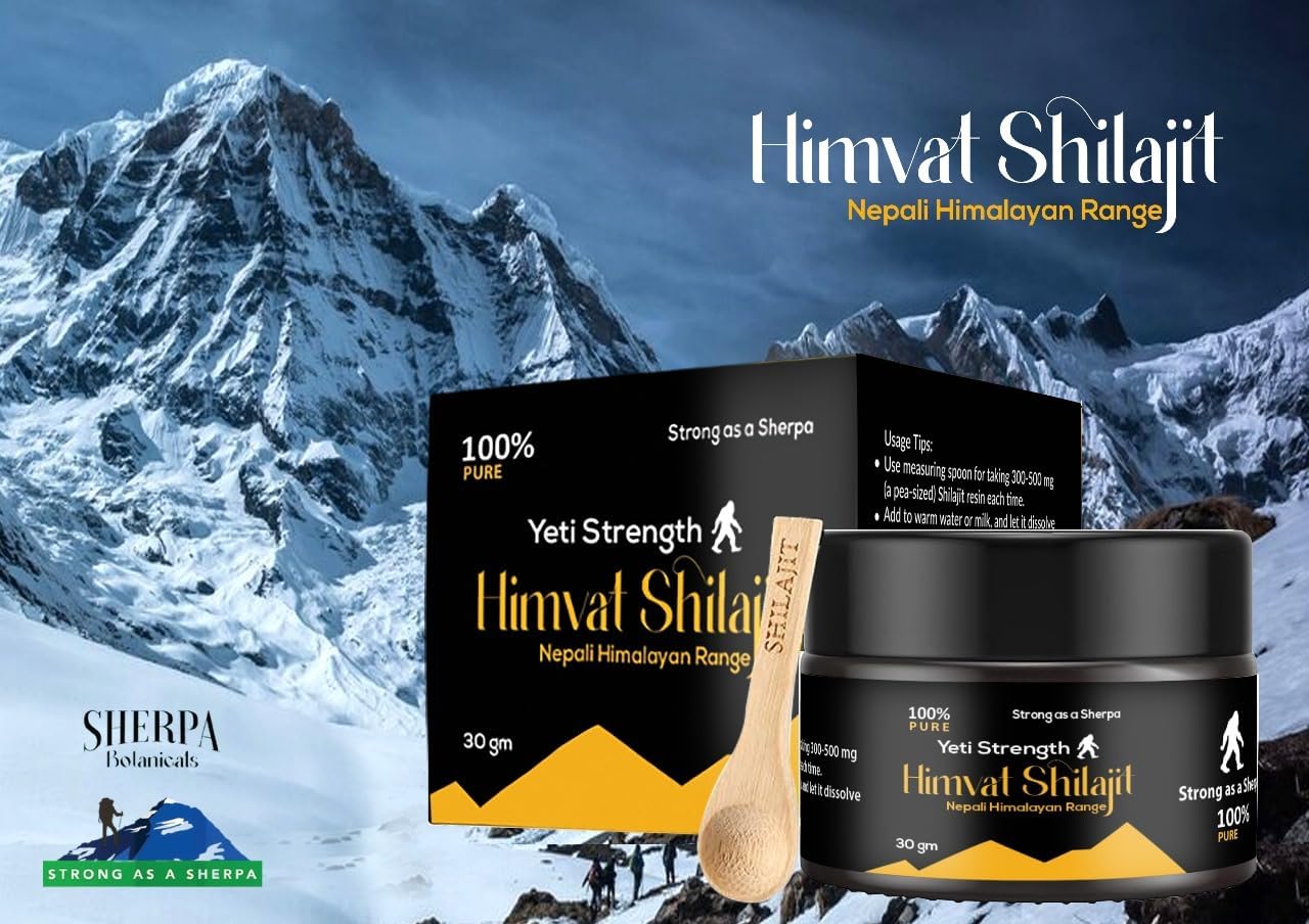 HIMVAT SHERPA Yeti Strength Shilajit Resin: Pure Himalayan Organic Supplement with Trace Minerals - 30 Grams