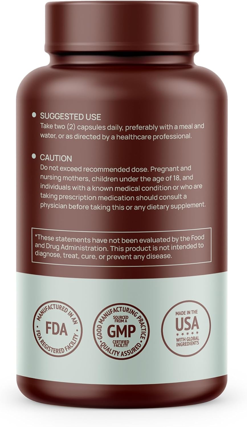 HMS Nutrition Lion's Mane Mushroom 1000mg Capsules - Vegan Non-GMO Supplement (120 Count)