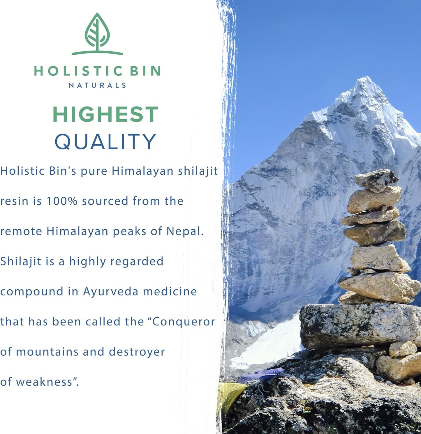 Holistic Bin Black Platinum Shilajit Resin | Purest Himalayan Resin with Fulvic & Humic Acid | Easy to Mix | Includes Serving Spoon