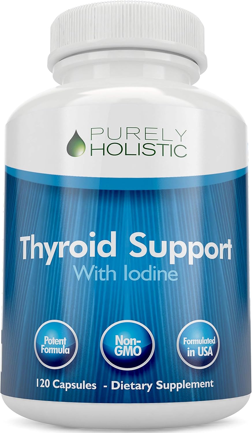 Holistic Thyroid Support Supplement with Iodine - 120 Capsules - 2 Month Supply - L-Tyrosine, B12, Magnesium, Ashwagandha, Kelp - Women's Formula - Non GMO - BoostGo Australia