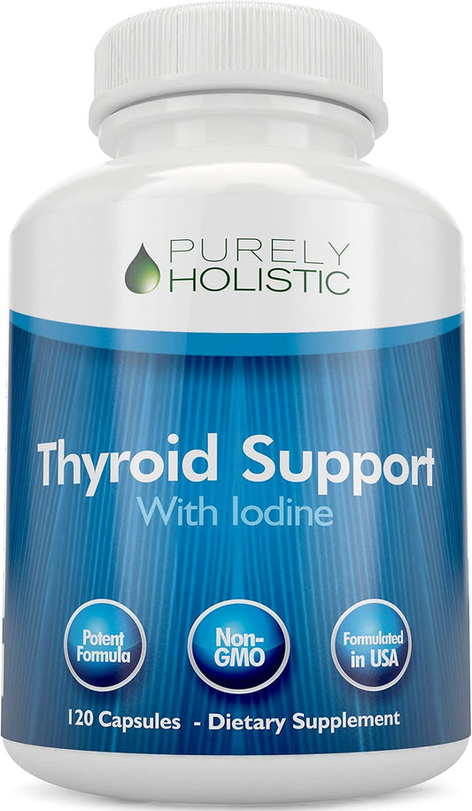 Holistic Thyroid Support Supplement with Iodine - 120 Capsules - 2 Month Supply - L-Tyrosine, B12, Magnesium, Ashwagandha, Kelp - Women's Formula - Non GMO - BoostGo Australia