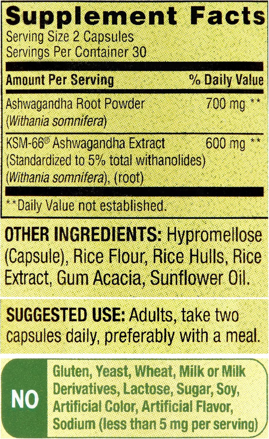 Holistic Wellbeing Support: Extra Strength Ashwagandha 1300 mg - 60 Vegetarian Capsules - Stress & Cognitive Function - Soy, Gluten & Lactose Free