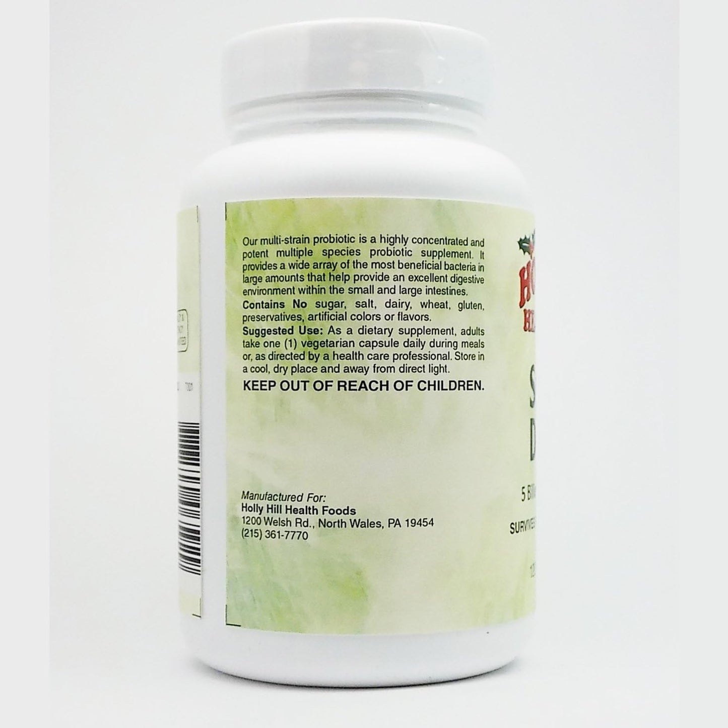 Holly Hill Health Foods Suprema Dophilus - 120 Vegetarian Capsules for Digestive Health