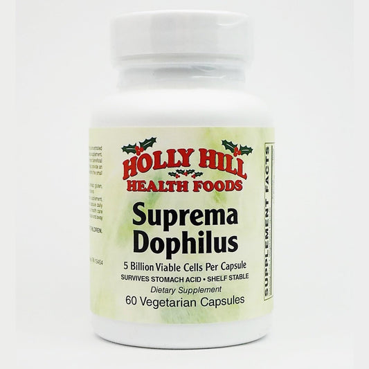 Holly Hill Health Foods Suprema Dophilus Capsules - 60 Vegetarian Capsules for Gut Health & Probiotics Support
