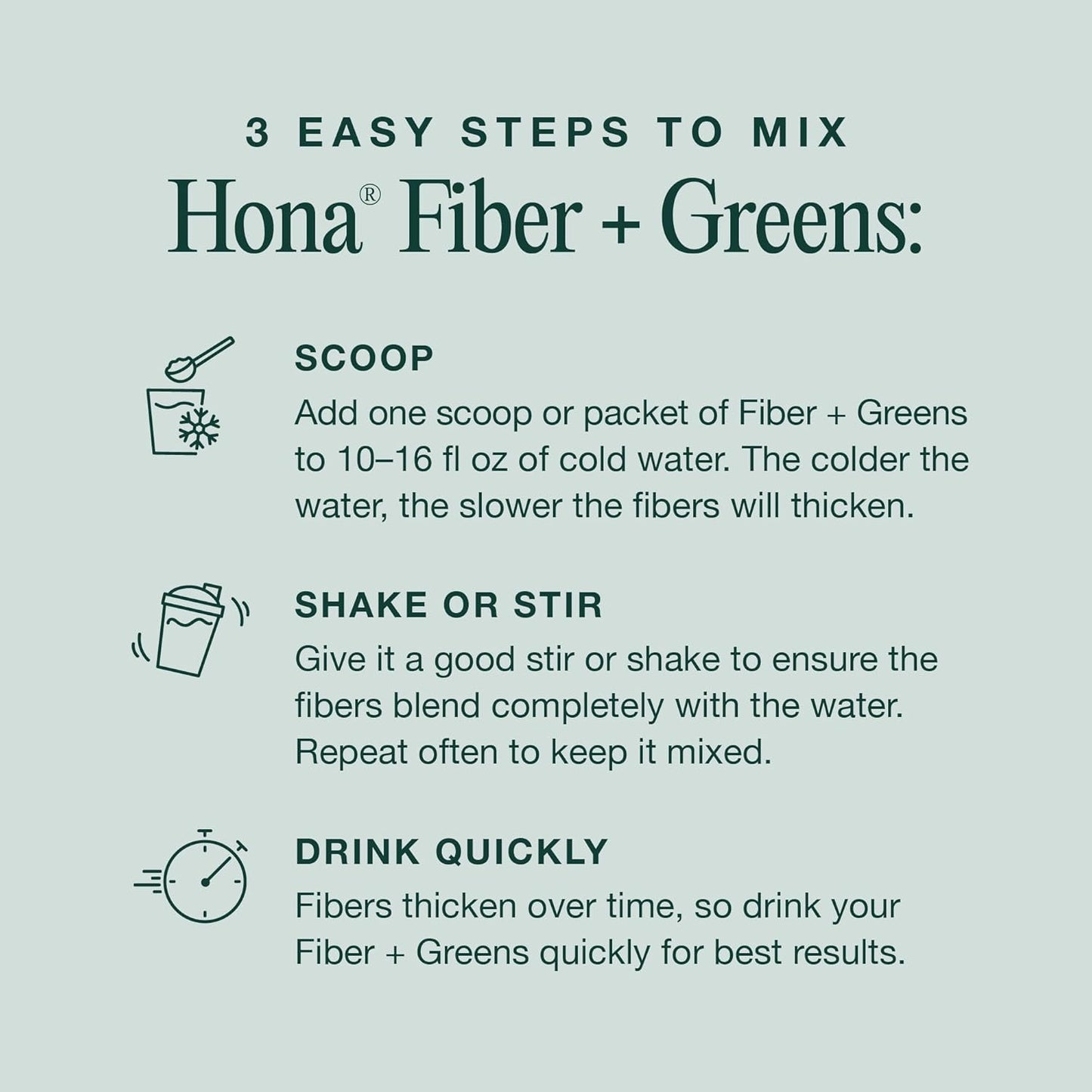 Hona Fiber + Greens Gut Support Superfood Powder, Organic Blend with Prebiotics, Probiotics, Fiber & Natural Caffeine, Gluten Free, Sugar Free, Dairy Free, Vegan, Non GMO - 30 Servings