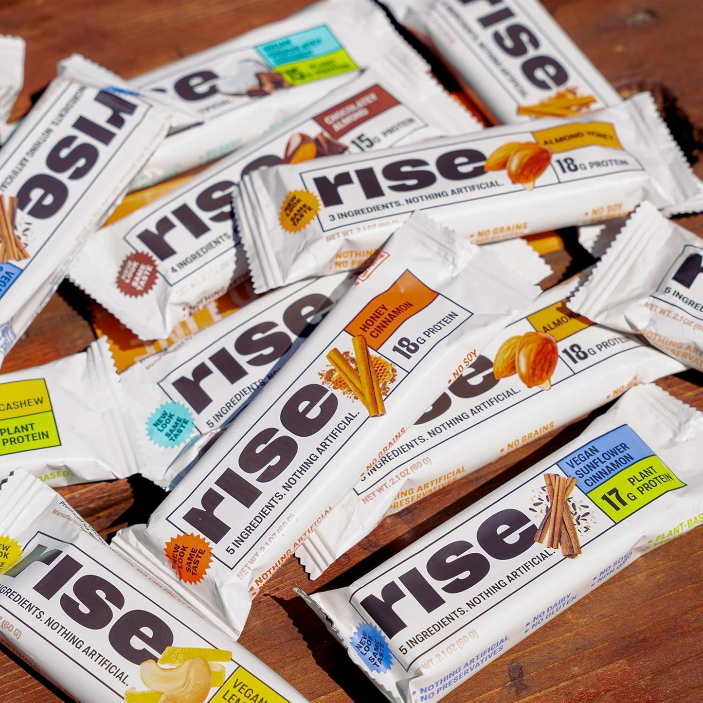 Honey Cinnamon Rise Whey Protein Bars - 18g Protein, 4g Fiber, Gluten-Free, Soy-Free, 5 Whole Food Ingredients