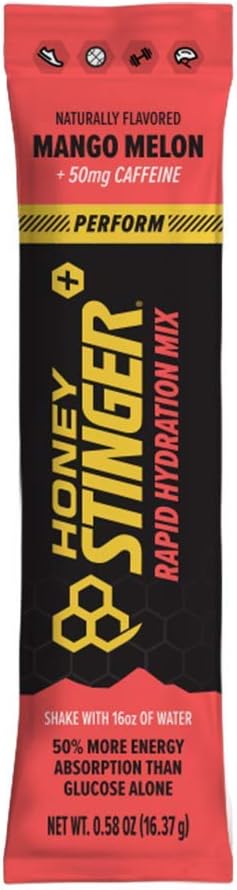 Honey Stinger Mango Melon Rapid Hydration Powder - Electrolyte Multiplier for Exercise, Endurance, and Performance - Sports Nutrition for Home & Gym - Pre and Post Workout - 10 Packets