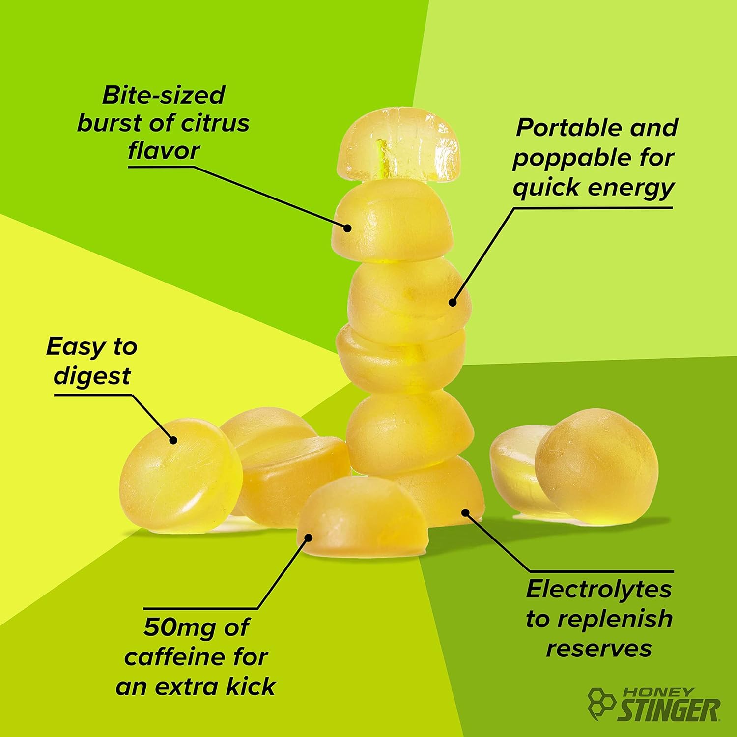 Honey Stinger Stingerita Lime Energy Chews - Gluten Free, Caffeinated for Exercise & Performance - 12 Pack, 21 Ounce
