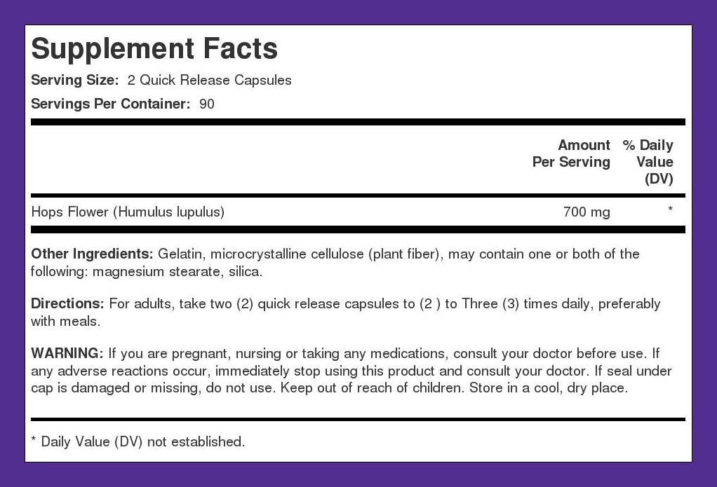 Hops Extract Supplement 700mg 180 Capsules | Humulus Lupulus Non-GMO Gluten Free by Piping Rock