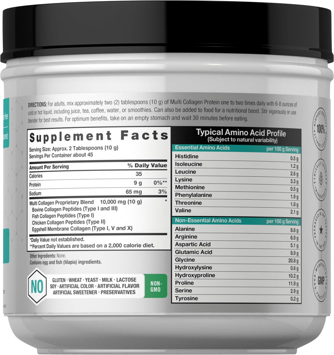 Horbäach Multi Collagen Protein Powder 16 oz - Type I, II, III, V, X - Hydrolyzed Peptide - Keto & Paleo - Unflavored & Gluten-Free