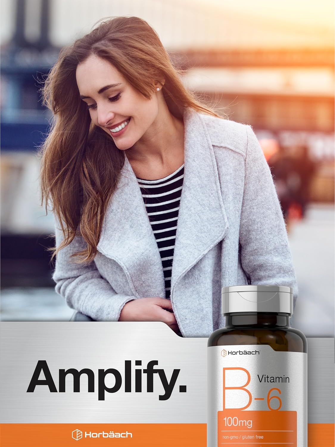Horbäach Vitamin B-6 100mg: 120 Vegetarian Tablets with Pyridoxine HCl, Non-GMO & Gluten Free