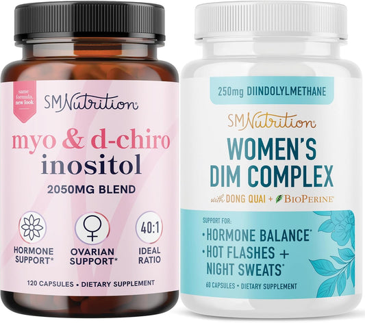 Hormone Balance Bundle for Women with DIM & Myo-Inositol - 30 Servings Inositol Supplement & 60 Servings DIM Supplement