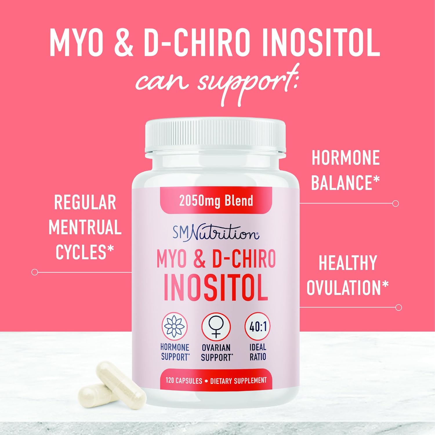 Hormone Balance Bundle for Women with DIM & Myo-Inositol - 30 Servings Inositol Supplement & 60 Servings DIM Supplement