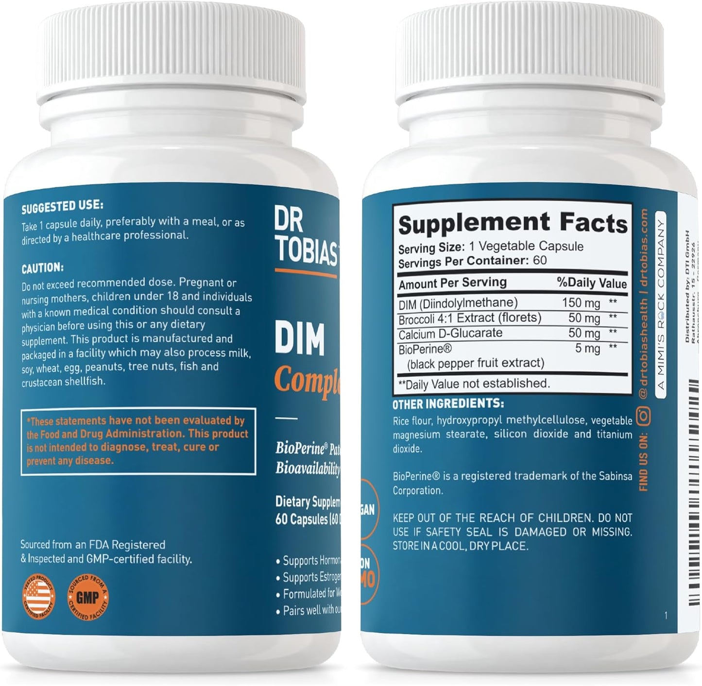 Hormone Balance Supplement with DIM, BioPerine & Broccoli Extract - Estrogen Detox Complex for Men & Women, 60 Capsules