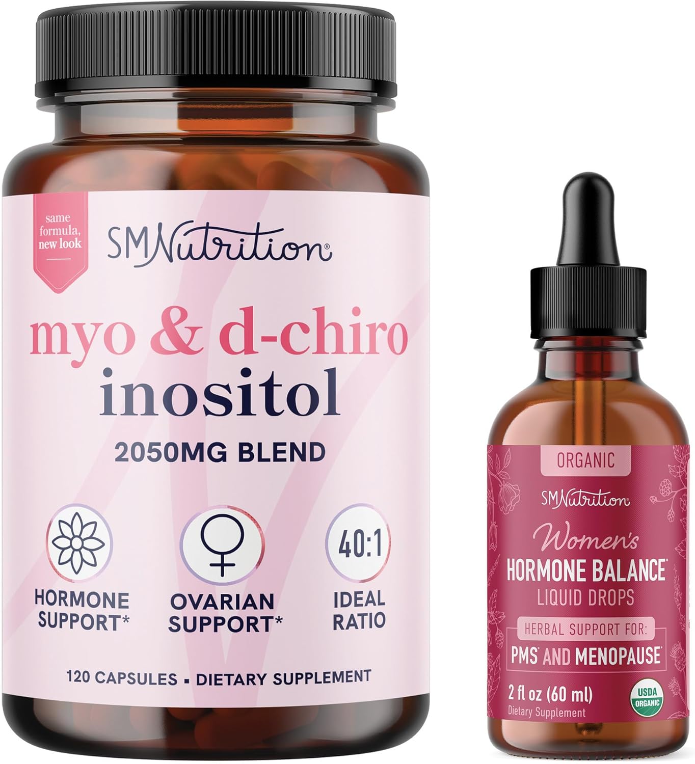 Hormone Balancing Bundle: Herbal Tincture & Inositol Supplement for Women - 30 Servings & 60 Servings