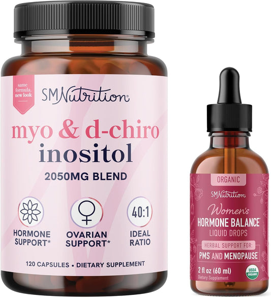 Hormone Balancing Bundle: Herbal Tincture & Inositol Supplement for Women - 30 Servings & 60 Servings
