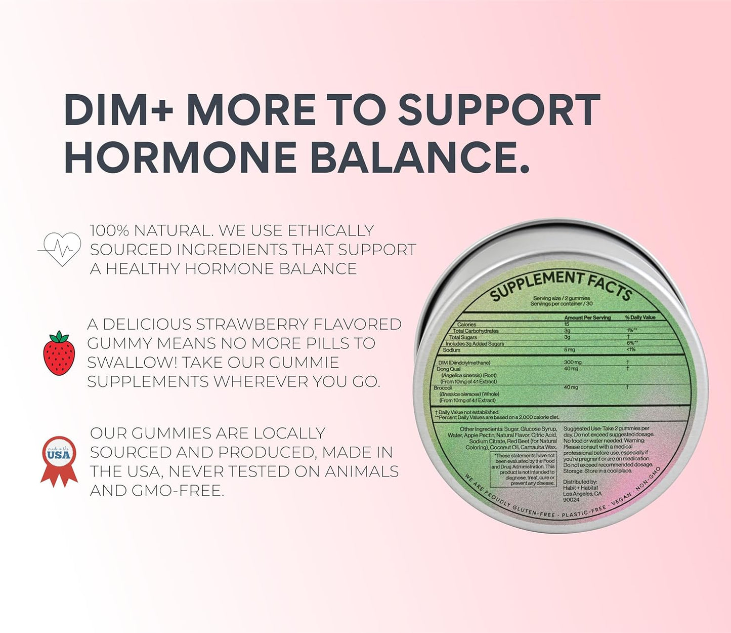 Hormone Support DIM Complex Gummies with Dong Quai & Broccoli Extract - Extra Strength Formula for Habits & Habitat