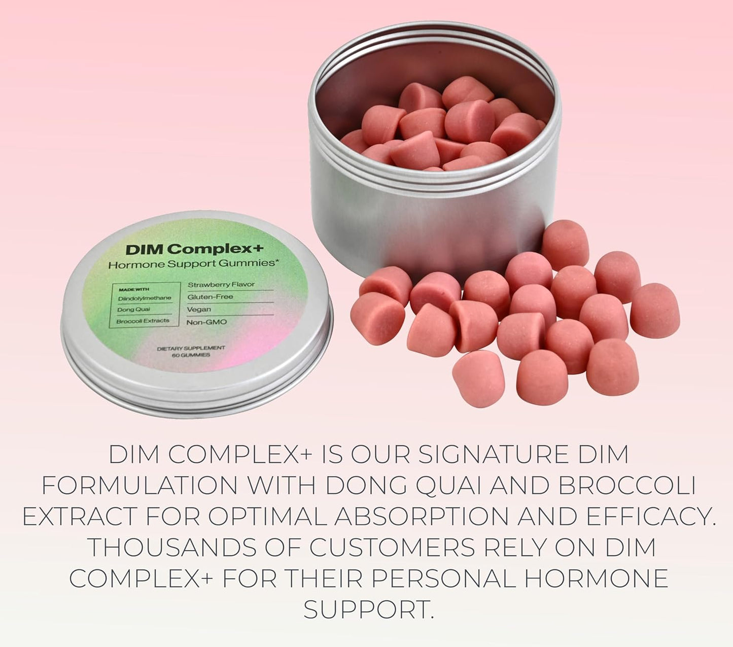 Hormone Support DIM Complex Gummies with Dong Quai & Broccoli Extract - Extra Strength Formula for Habits & Habitat
