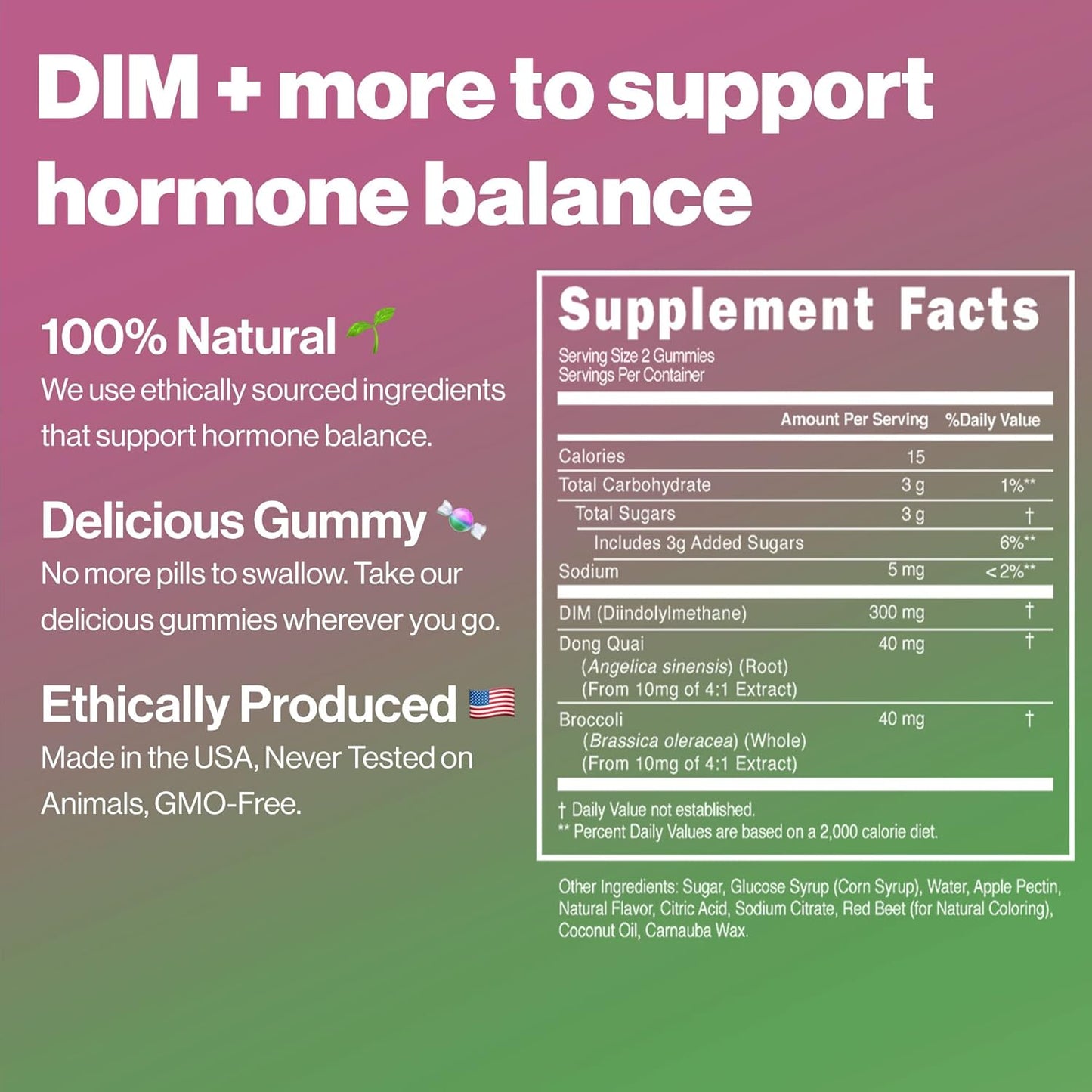 Hormone Support DIM Complex Gummies with Dong Quai & Broccoli Extract - Extra Strength Formula for Habits & Habitat