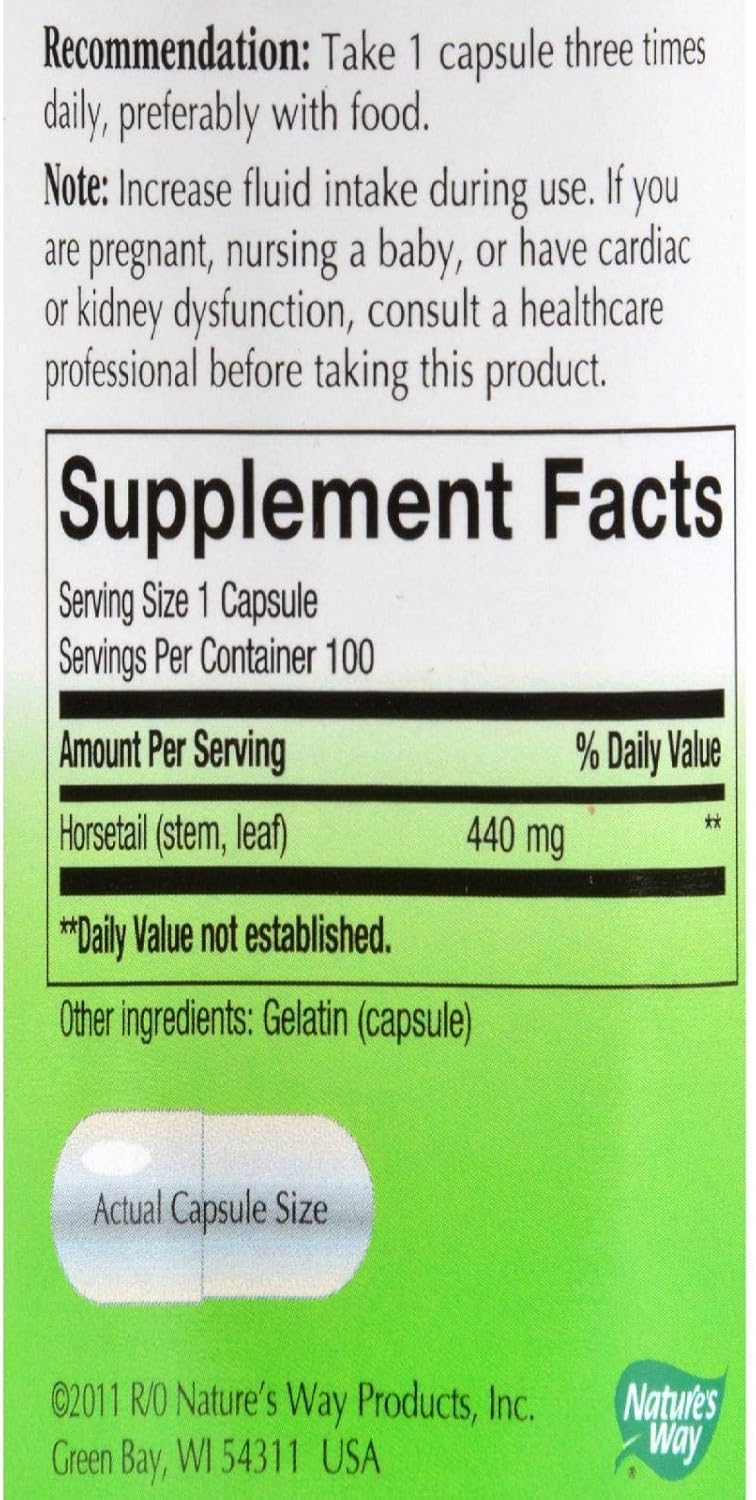 Horsetail Grass Capsules 440mg, 100 Count x 2 - Natural Natures Way Supplement