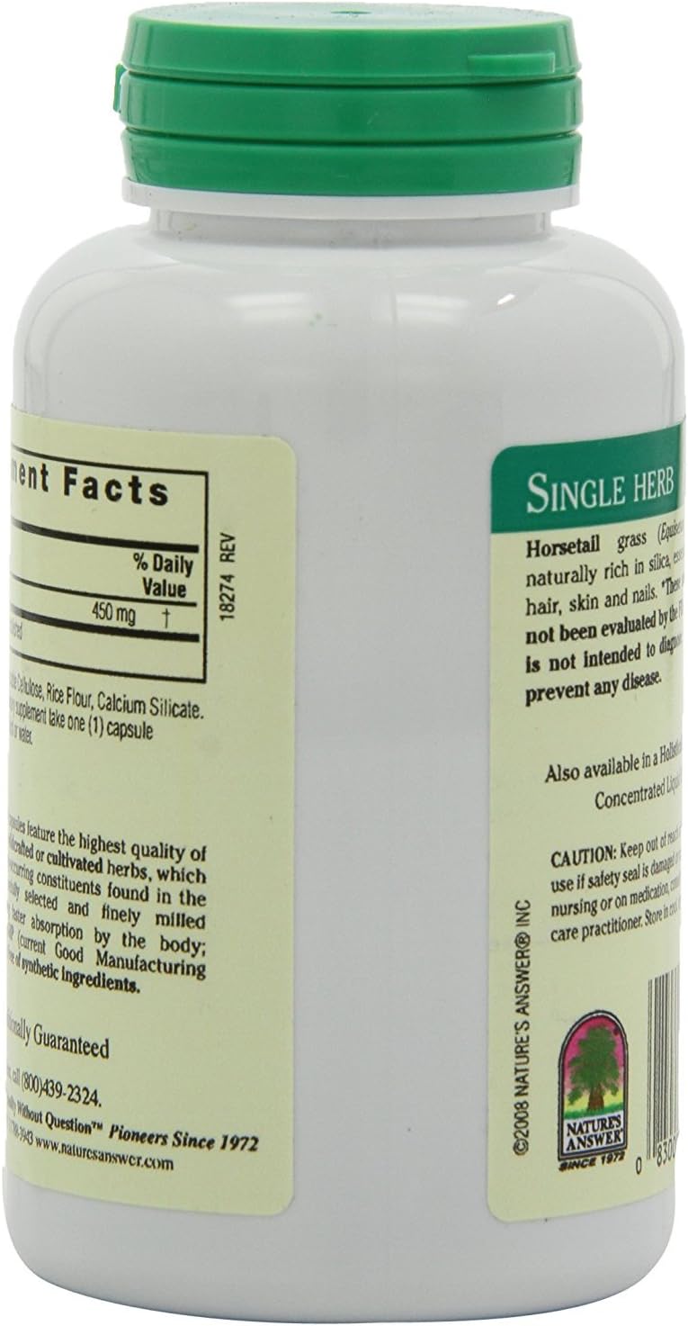 Horsetail Herb Capsules for Healthy Hair, Skin, and Nails | Gluten-Free, Alcohol-Free, Kosher Certified | 90 Count | Made in USA | No Preservatives