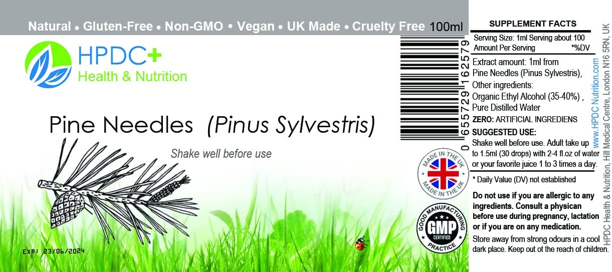 HPDC+ Pine Needles Liquid Extract Tincture - High in Vitamin C & Antioxidants - 100ml