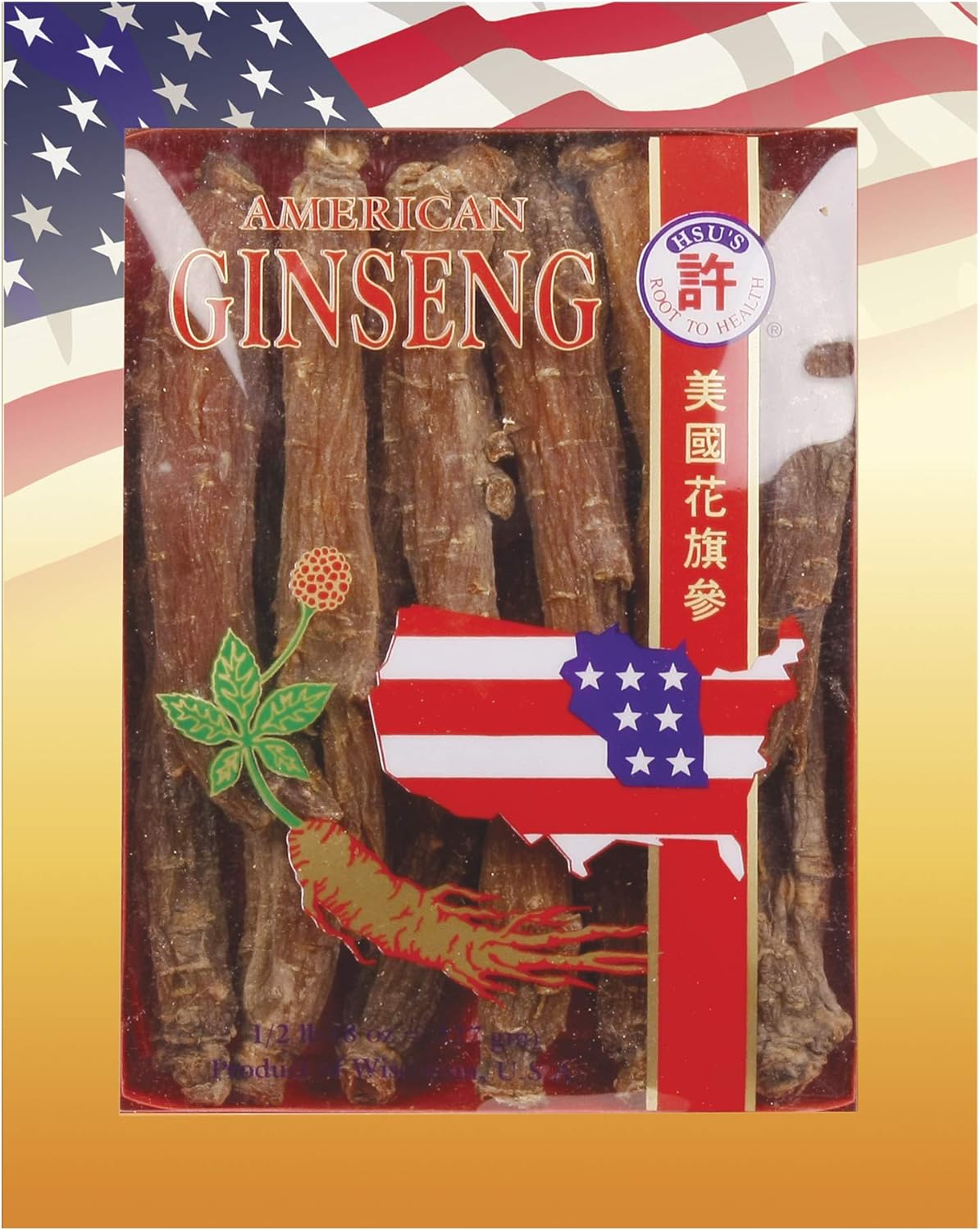 Hsu's Ginseng Red Jumbo American Ginseng 8 oz Box - SKU 0139-8 from Marathon County, Wisconsin USA