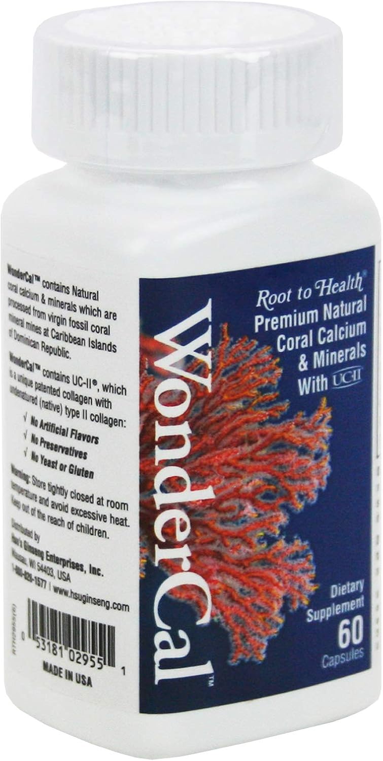 Hsu's Ginseng WonderCal Coral Calcium Supplement 60ct Bottle B000153ROK