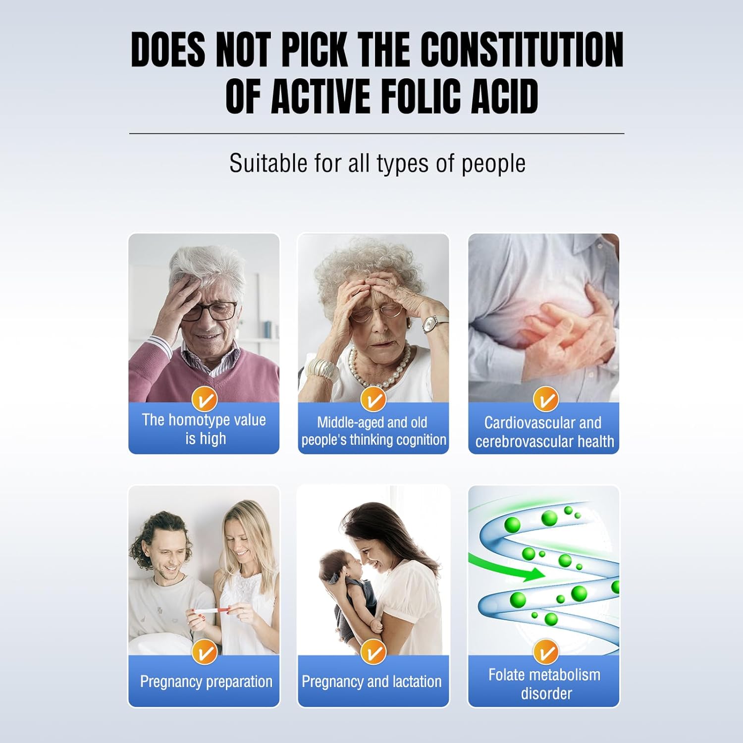 HTAJ HEALTH Folic Acid Supplement for Women - Supports Heart Health & Energy Metabolism - 90 Tablets - Made in USA