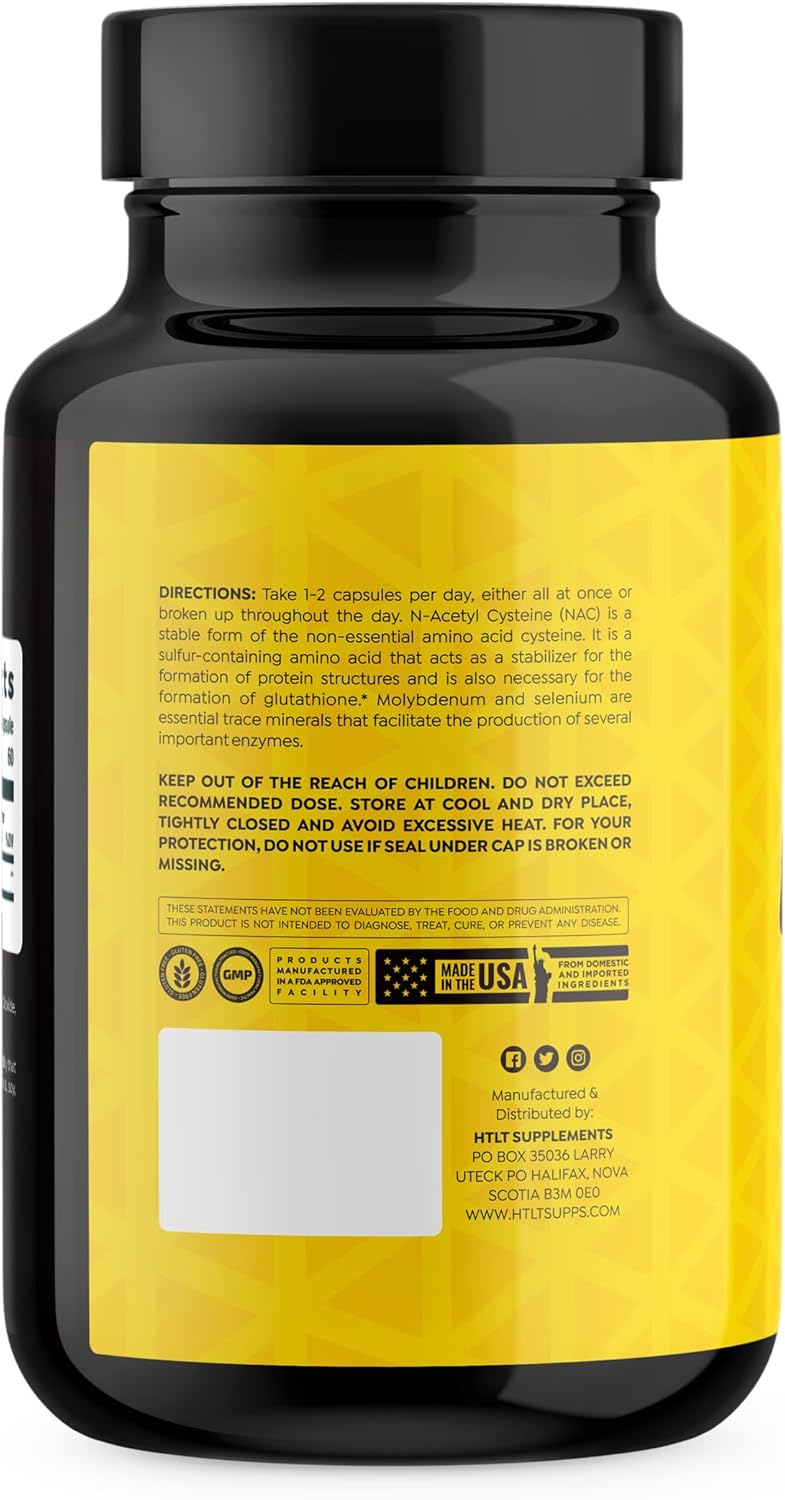 HTLT NAC Liver Support Supplement | 600mg of N-Acetyl Cysteine | 60 Capsules by HTLT Supps