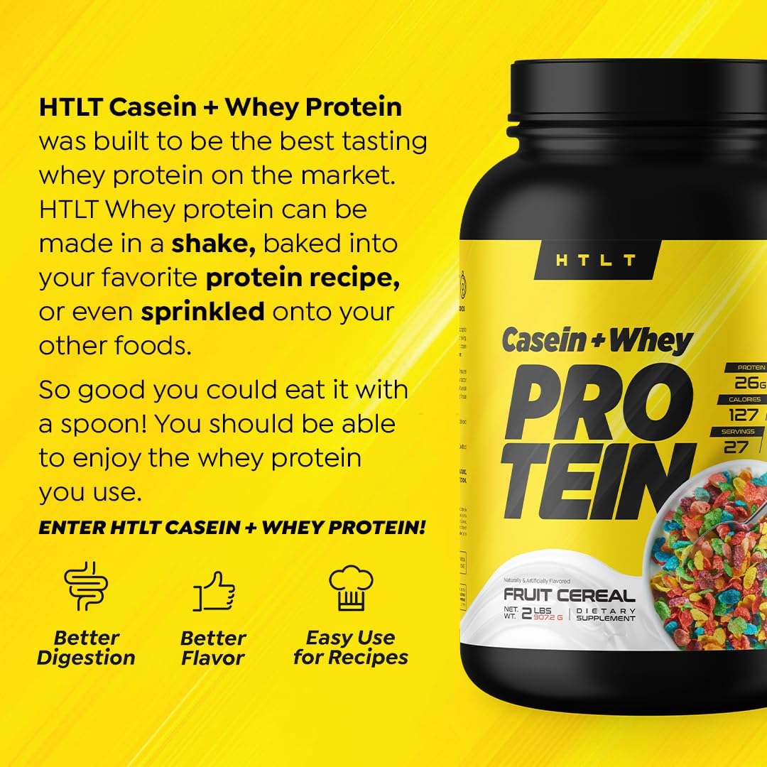 HTLT Supps Whey & Casein Protein Powder Blend for Sustained Energy | Slow-Release Protein Shake Powder | Ideal for Baked Treats & Cereal
