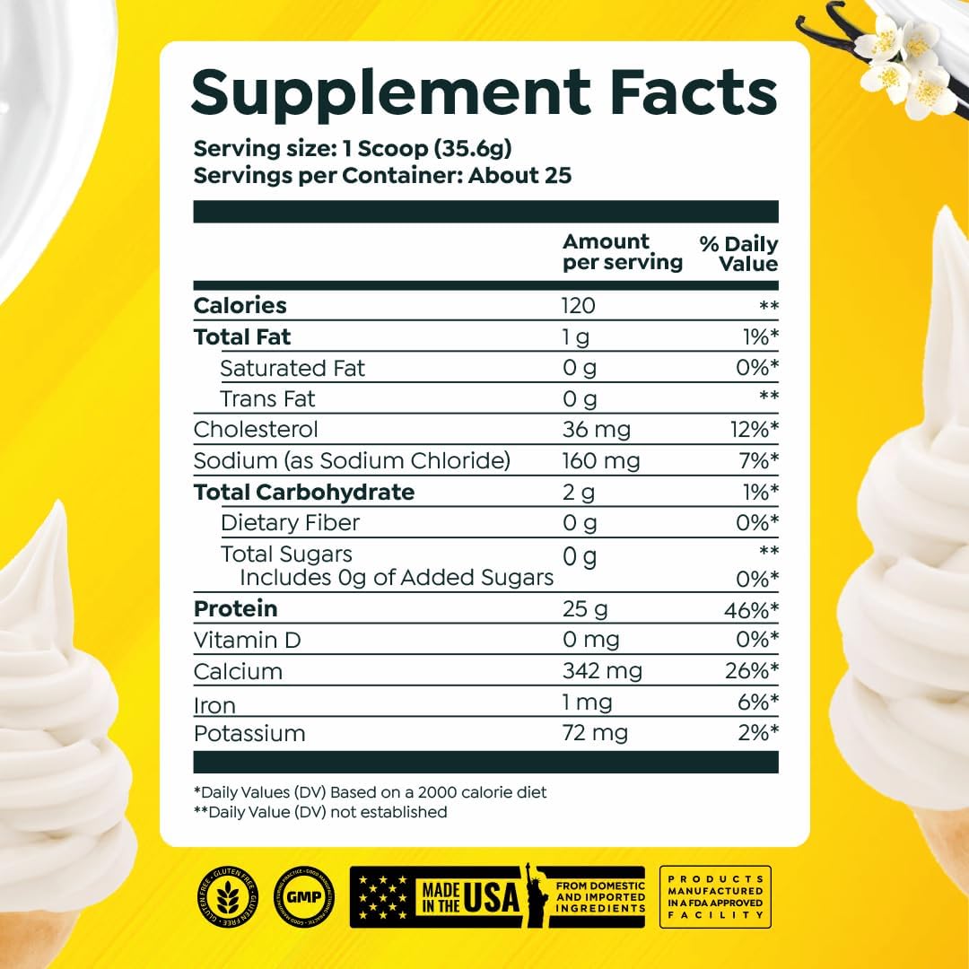 HTLT Supps Whey & Casein Protein Powder for Sustained Energy - Vanilla Ice Cream Flavor