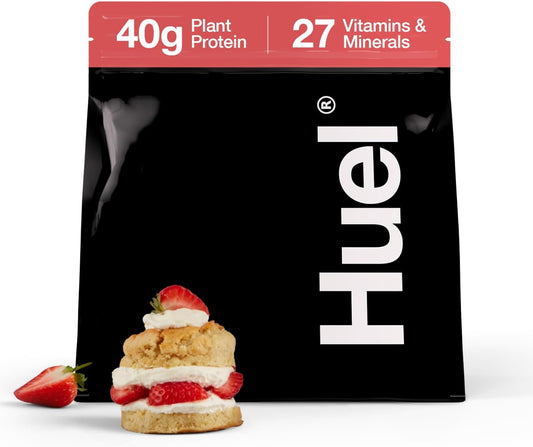 Huel Black Edition Strawberry Shortcake 40g Vegan Protein Powder - Complete Meal with 27 Vitamins and Minerals, Gluten Free - 17 Servings