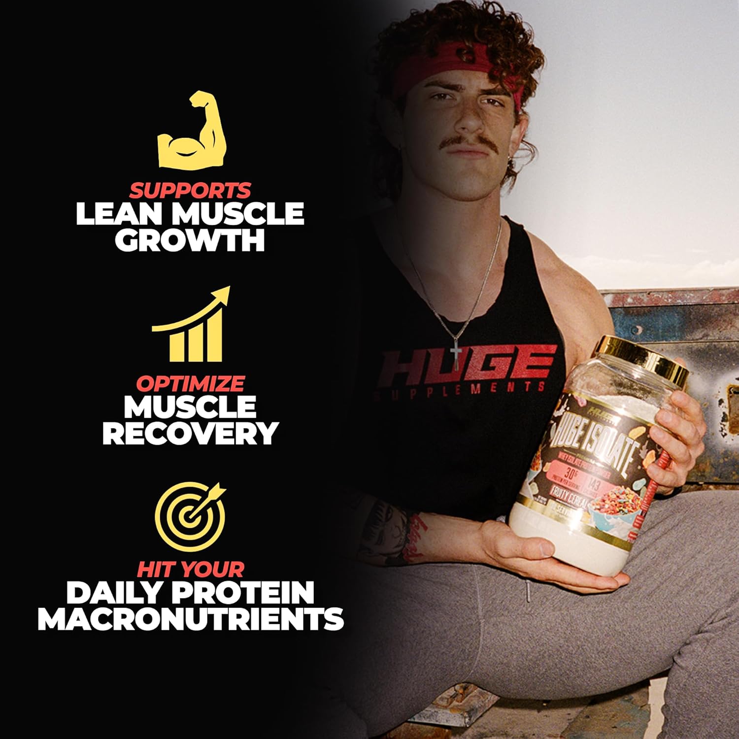 Huge Supplements Fruity Cereal Isolate Protein Powder - 30g Protein, Fast Digesting, 14.5g Amino Acids - 30 Servings