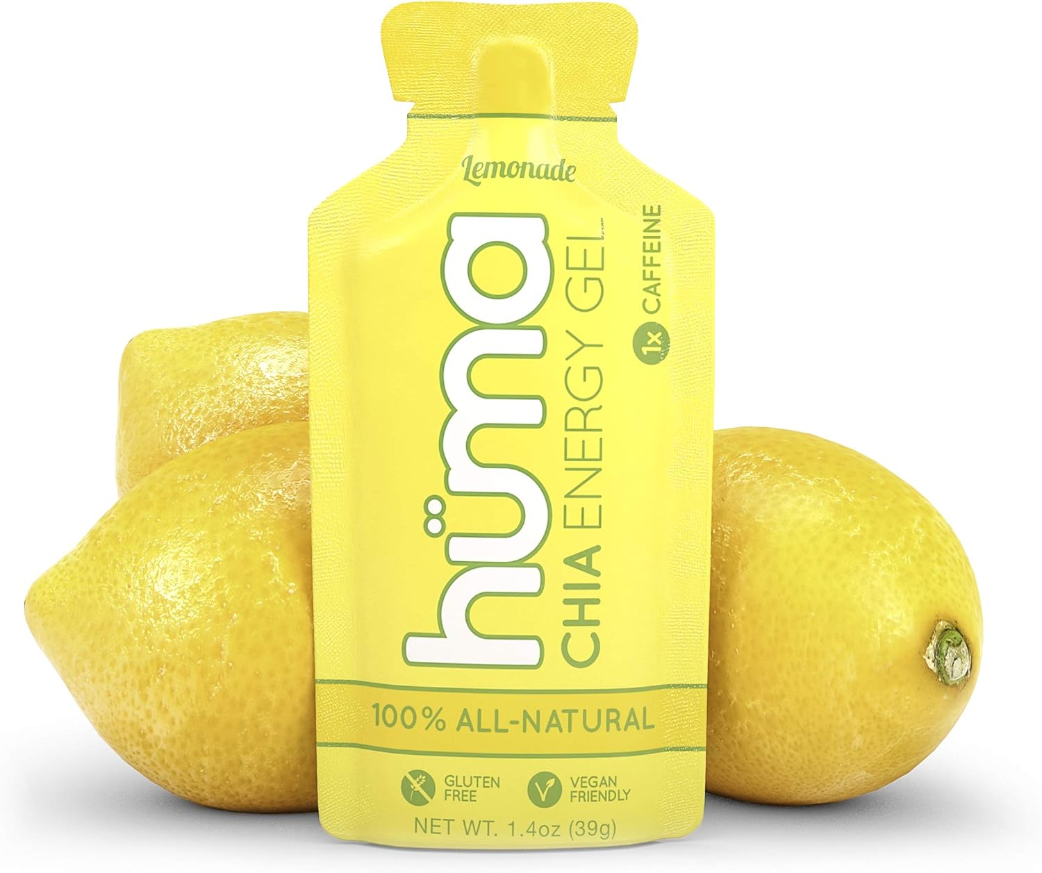 Huma Chia Energy Gel Lemonade 12-Pack with Caffeine - Endurance Exercise Nutrition