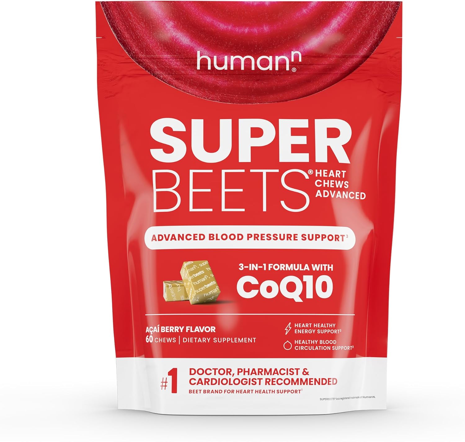 humanN SuperBeets Advanced Memory and Focus Chews - Boost Brain Function with Beetroot Extract and Clinically Researched Ingredients
