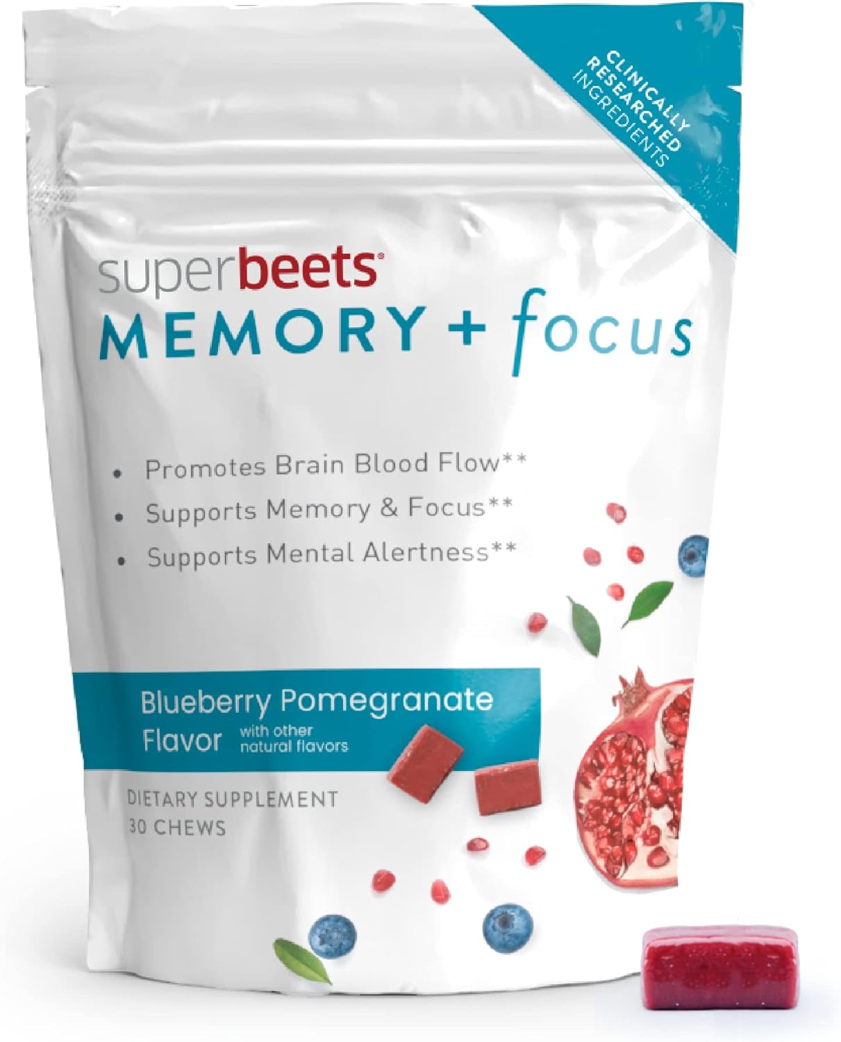 humanN SuperBeets Advanced Memory and Focus Chews - Boost Brain Function with Beetroot Extract and Clinically Researched Ingredients