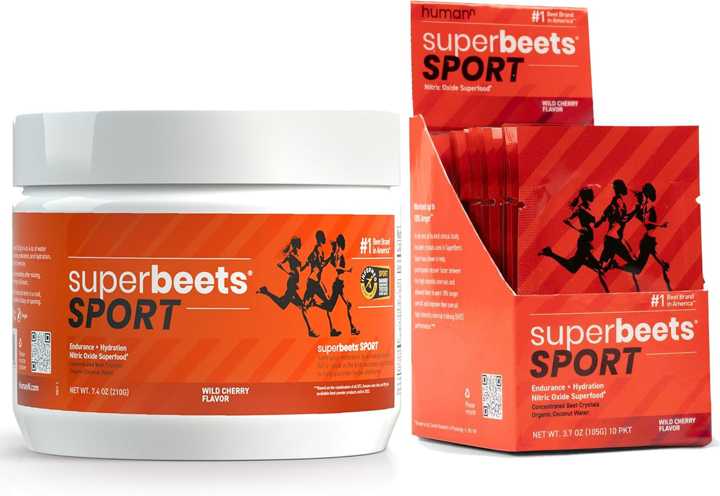 humanN SuperBeets Sport Powder Canister & 10 Count Packets - Boost Performance with Nitric Oxide Support