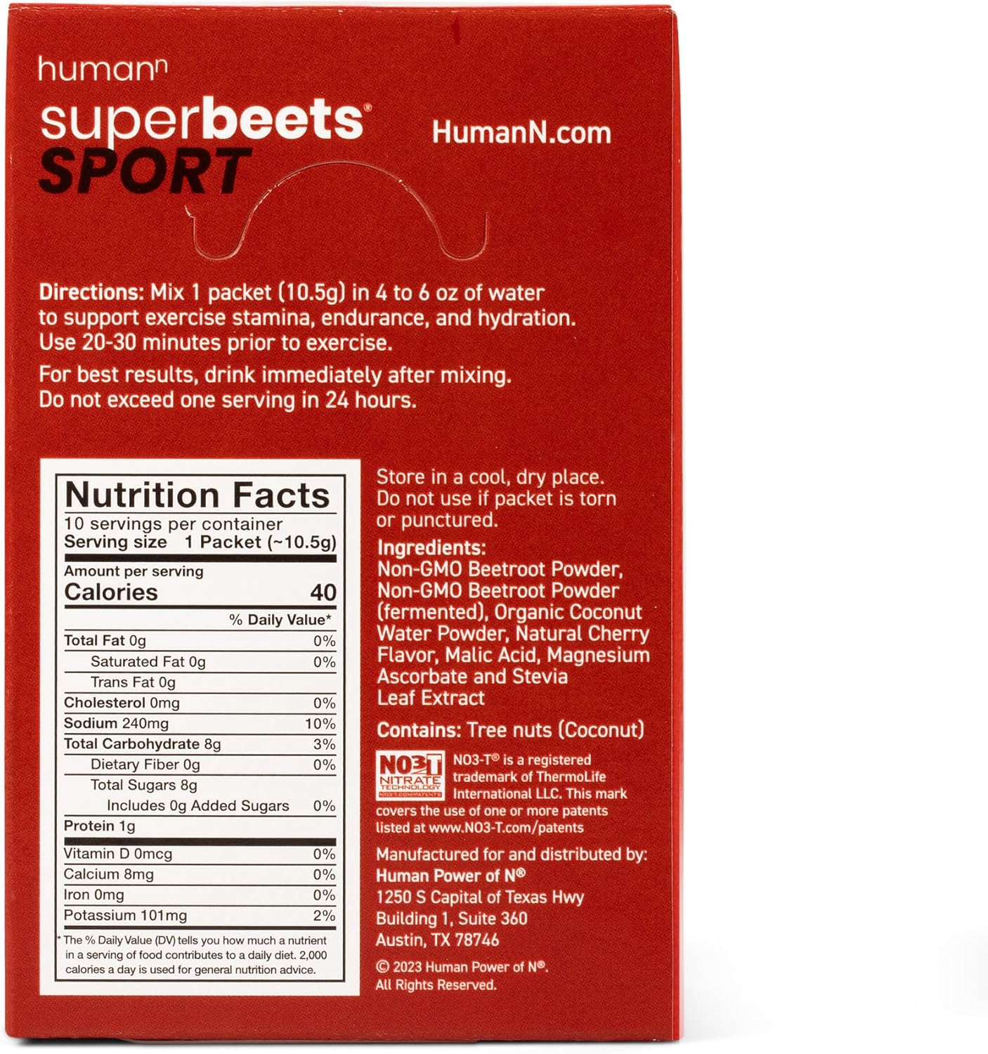 humanN SuperBeets Sport Powder Canister & 10 Count Packets - Boost Performance with Nitric Oxide Support
