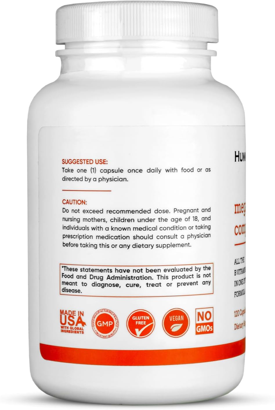 HummingbirdHabits Mega B Complex: Immune Support, Nerve Function, Energy Metabolism - 120 Vegan Capsules with Myo-Inositol & Choline