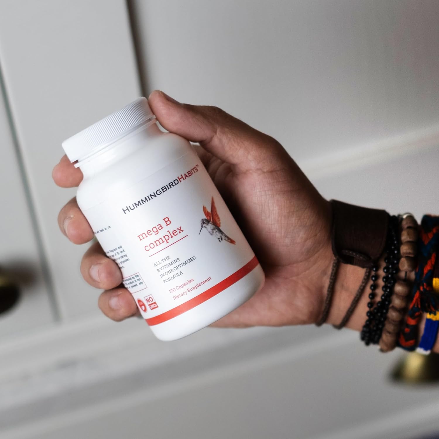 HummingbirdHabits Mega B Complex: Immune Support, Nerve Function, Energy Metabolism - 120 Vegan Capsules with Myo-Inositol & Choline