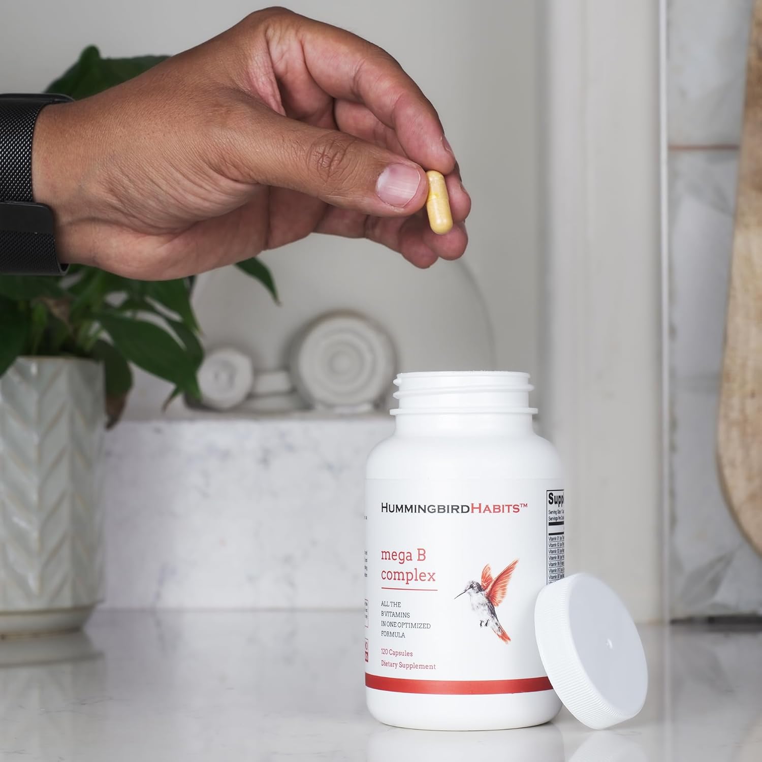 HummingbirdHabits Mega B Complex: Immune Support, Nerve Function, Energy Metabolism - 120 Vegan Capsules with Myo-Inositol & Choline