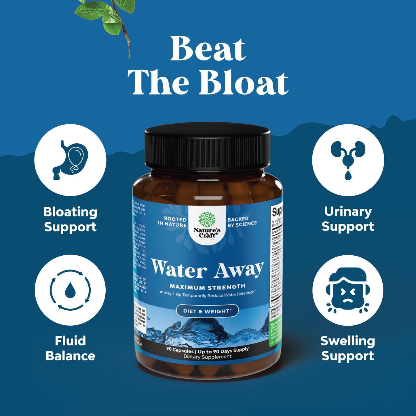Huntington Labs Water Away Pills Bundle - Maximum Strength Diuretic for Bloating Relief, Liver Detox & Support.